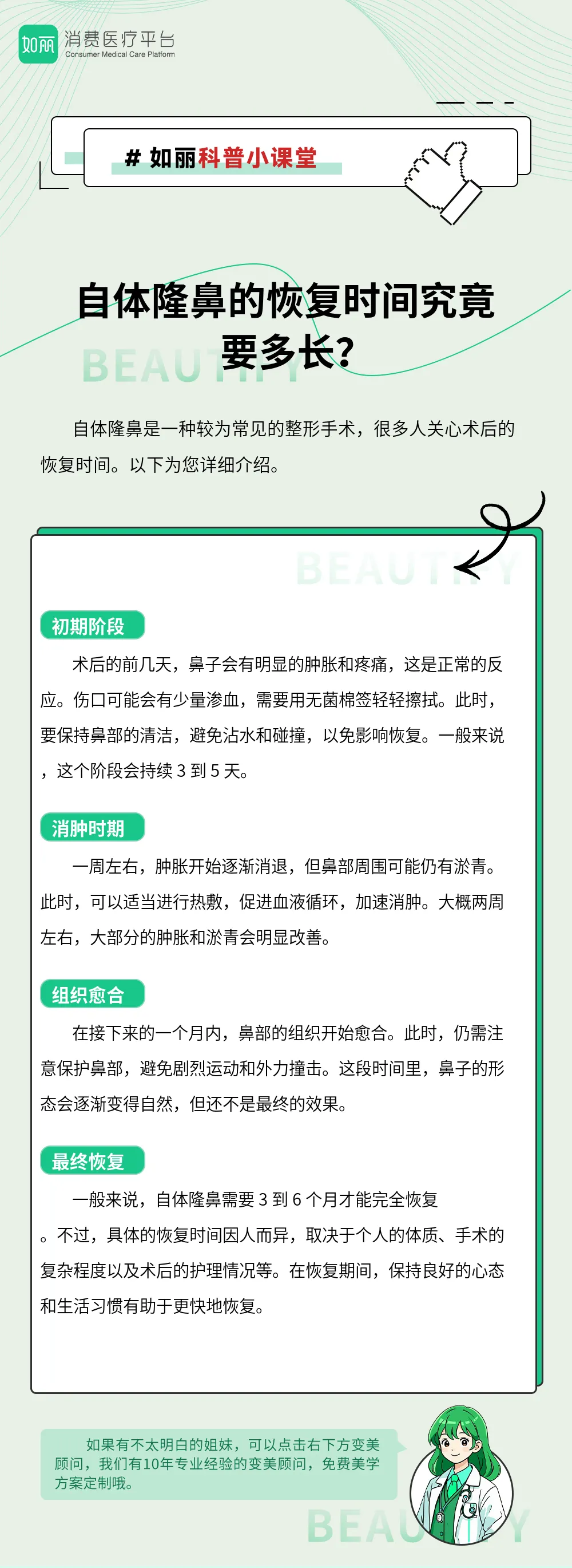 自体隆鼻的恢复时间究竟要多长？