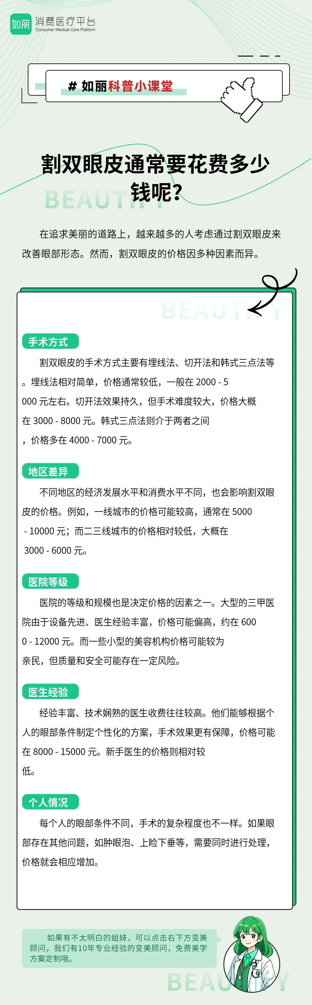 割双眼皮通常要花费多少钱呢？