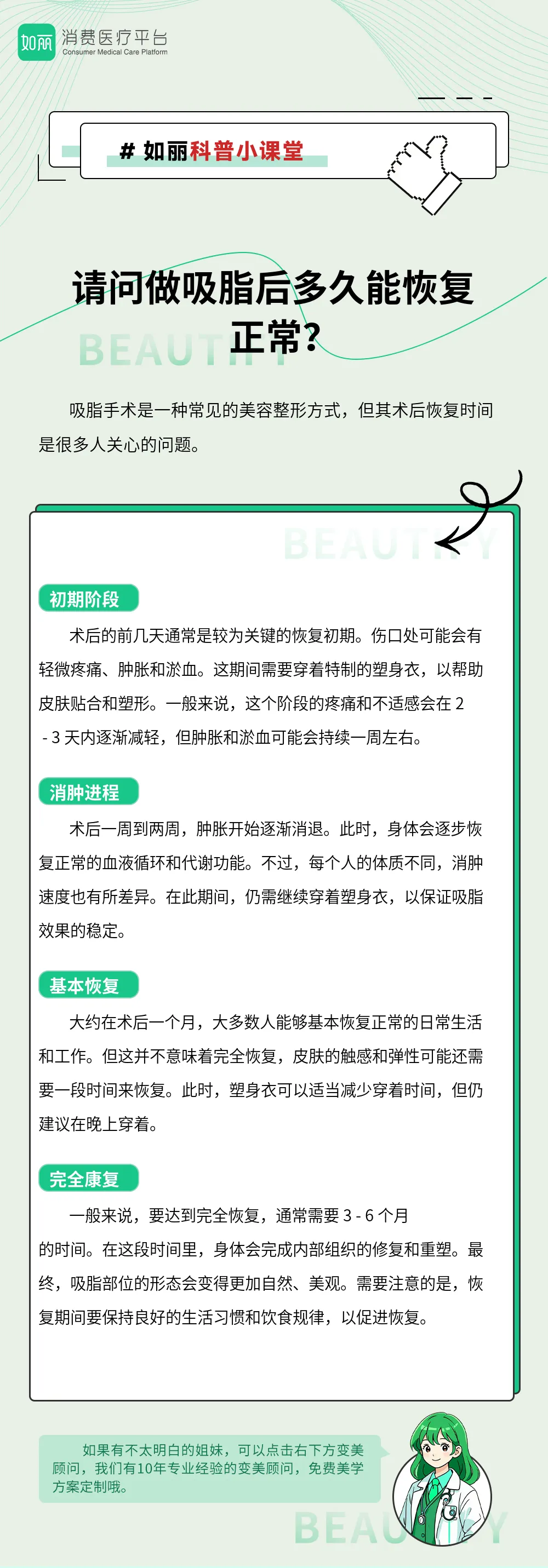 请问做吸脂后多久能恢复正常？