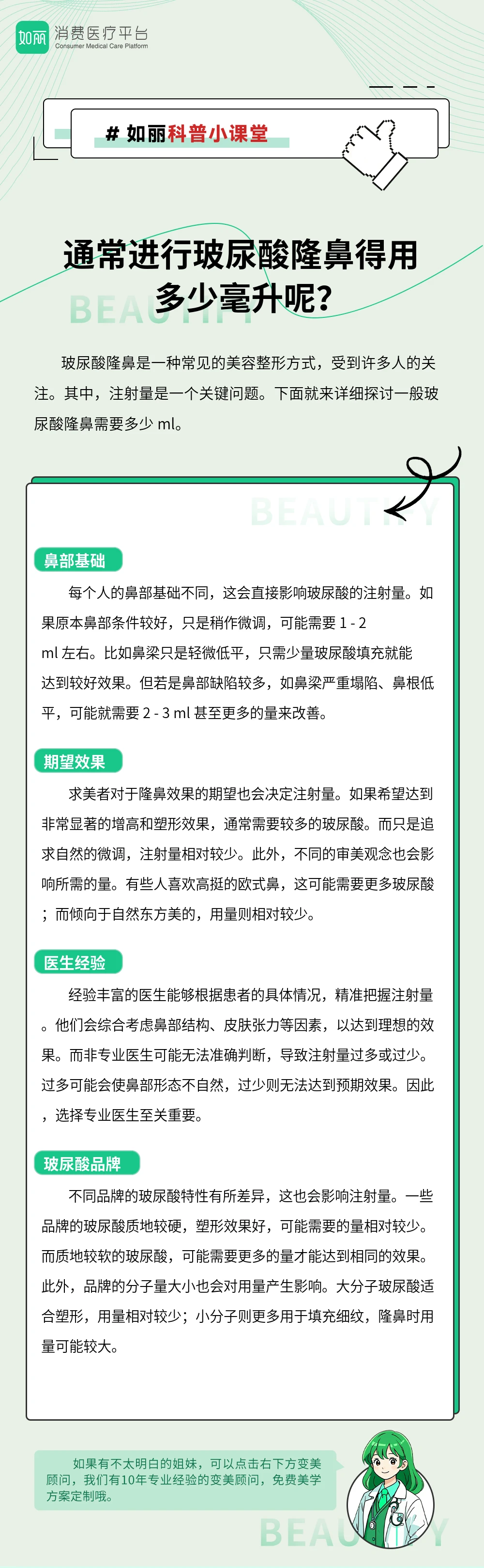 通常进行玻尿酸隆鼻得用多少毫升呢？