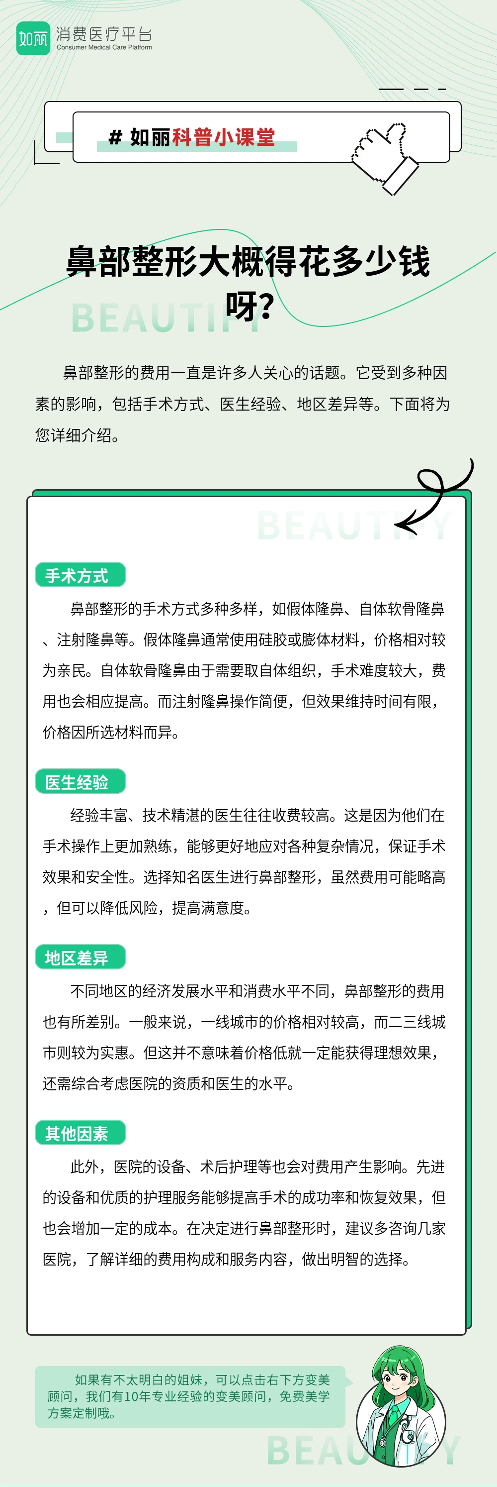 鼻部整形大概得花多少钱呀?