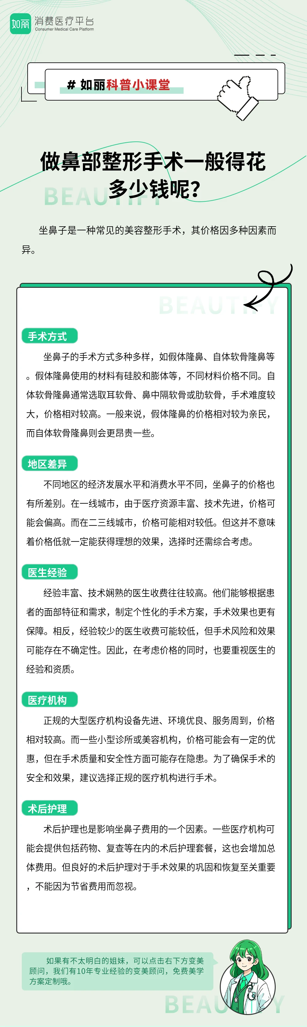 做鼻部整形手术一般得花多少钱呢?