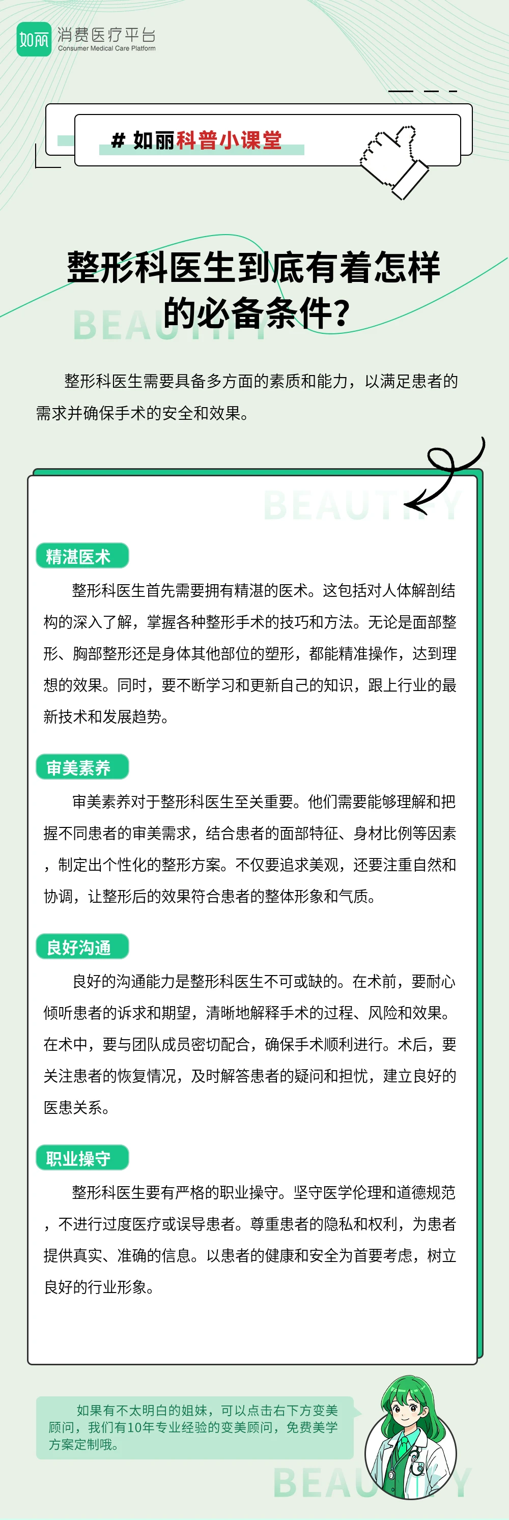 整形科医生到底有着怎样的必备条件？