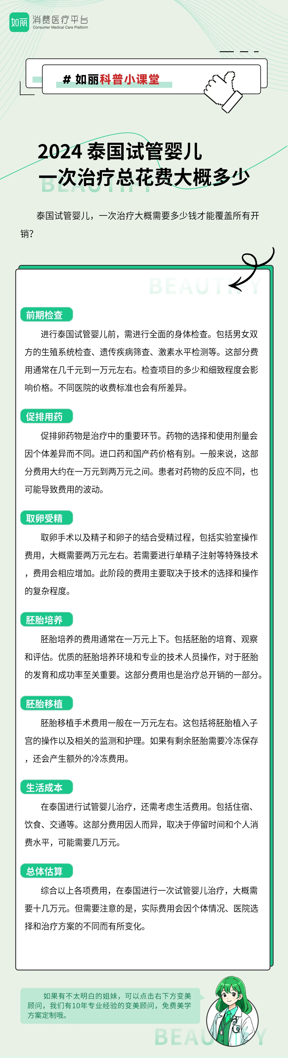 2024 泰国试管婴儿一次治疗总花费大概多少