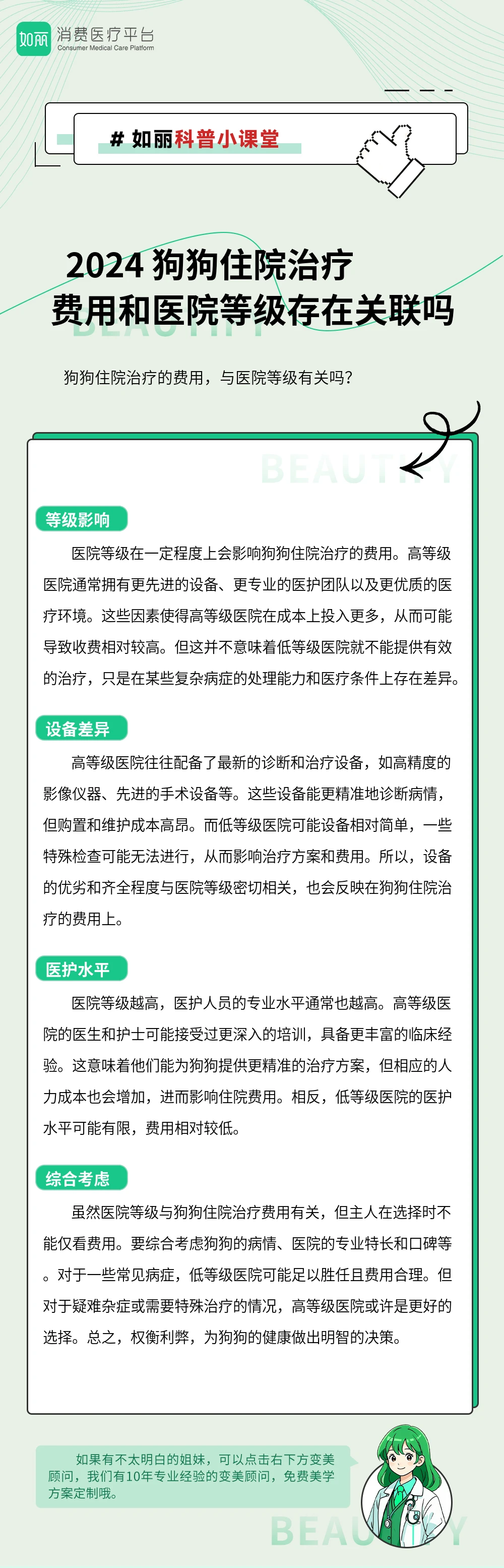 2024 狗狗住院治疗费用和医院等级存在关联吗